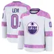 Men's Devon Levi Edmonton Oilers ＃0 Premium White 2024 Hockey Fights Cancer Practice Jersey