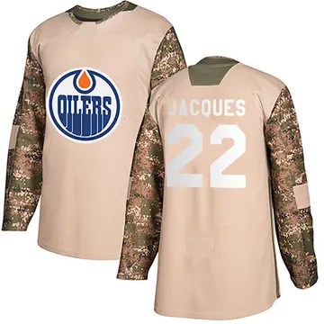 Men's Jean-Francois Jacques Edmonton Oilers ＃22 Authentic Camo Veterans Day Practice Jersey