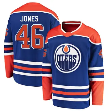 Men's Max Jones Edmonton Oilers ＃46 Breakaway Royal Alternate Jersey
