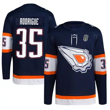 Men's Olivier Rodrigue Edmonton Oilers ＃35 Authentic Navy Reverse Retro 2.0 2025 Stanley Cup Final Jersey