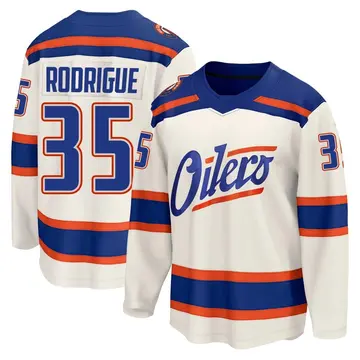 Men's Olivier Rodrigue Edmonton Oilers ＃35 Breakaway Light Beige Alternate Jersey