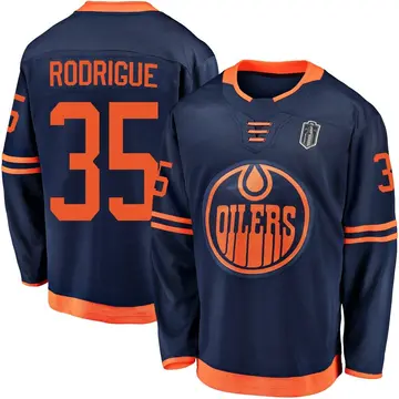 Men's Olivier Rodrigue Edmonton Oilers ＃35 Breakaway Navy Alternate 2018/19 2025 Stanley Cup Final Jersey