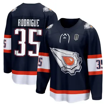 Men's Olivier Rodrigue Edmonton Oilers ＃35 Breakaway Navy Special Edition 2.0 2025 Stanley Cup Final Jersey