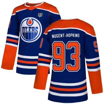 Men's Ryan Nugent-Hopkins Edmonton Oilers ＃93 Authentic Royal Alternate 2025 Stanley Cup Final Jersey
