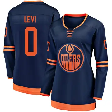 Women's Devon Levi Edmonton Oilers ＃0 Breakaway Navy Alternate 2018/19 Jersey