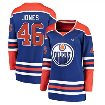 Women's Max Jones Edmonton Oilers ＃46 Breakaway Royal Alternate 2025 Stanley Cup Final Jersey