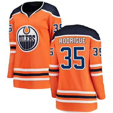 Women's Olivier Rodrigue Edmonton Oilers ＃35 Breakaway Orange Home 2025 Stanley Cup Final Jersey