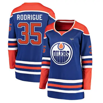 Women's Olivier Rodrigue Edmonton Oilers ＃35 Breakaway Royal Alternate 2025 Stanley Cup Final Jersey