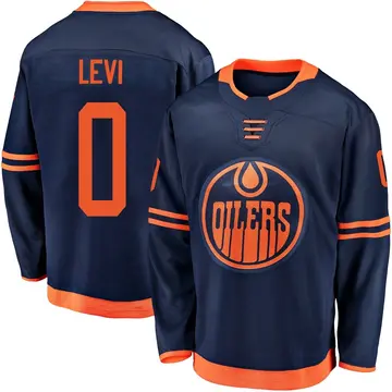 Youth Devon Levi Edmonton Oilers ＃0 Breakaway Navy Alternate 2018/19 Jersey