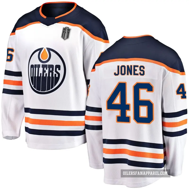 Youth Max Jones Edmonton Oilers ＃46 Breakaway White Away 2025 Stanley Cup Final Jersey