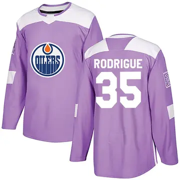 Youth Olivier Rodrigue Edmonton Oilers ＃35 Authentic Purple Fights Cancer Practice Jersey